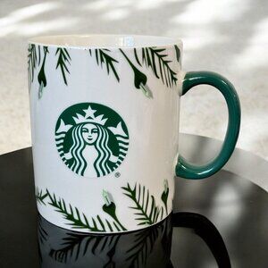 Starbucks Christmas Holiday 2020 Ceramic Mug Cup Garland Pine & Lights 26 oz